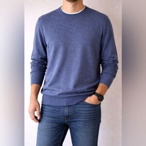 Banana Republic Men's Blue Crewneck Sweater L -cotton/silk/cashmere blend-office